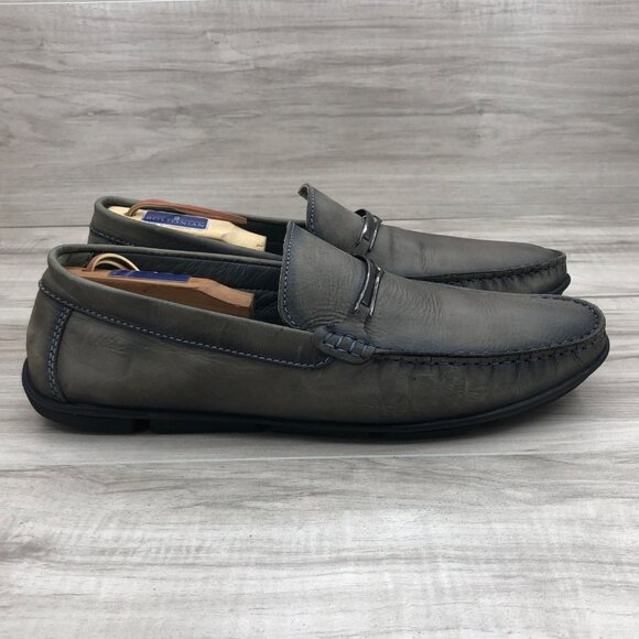 Hitz Driving Loafers Mens EU 45 Gray Leather Hosebit Slip On Shoes main image 12